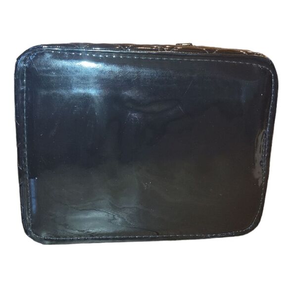 Caboodles Black Faux Patent Leather Sassy Tapered Makeup Tote Travel Case Set - Picture 7 of 16